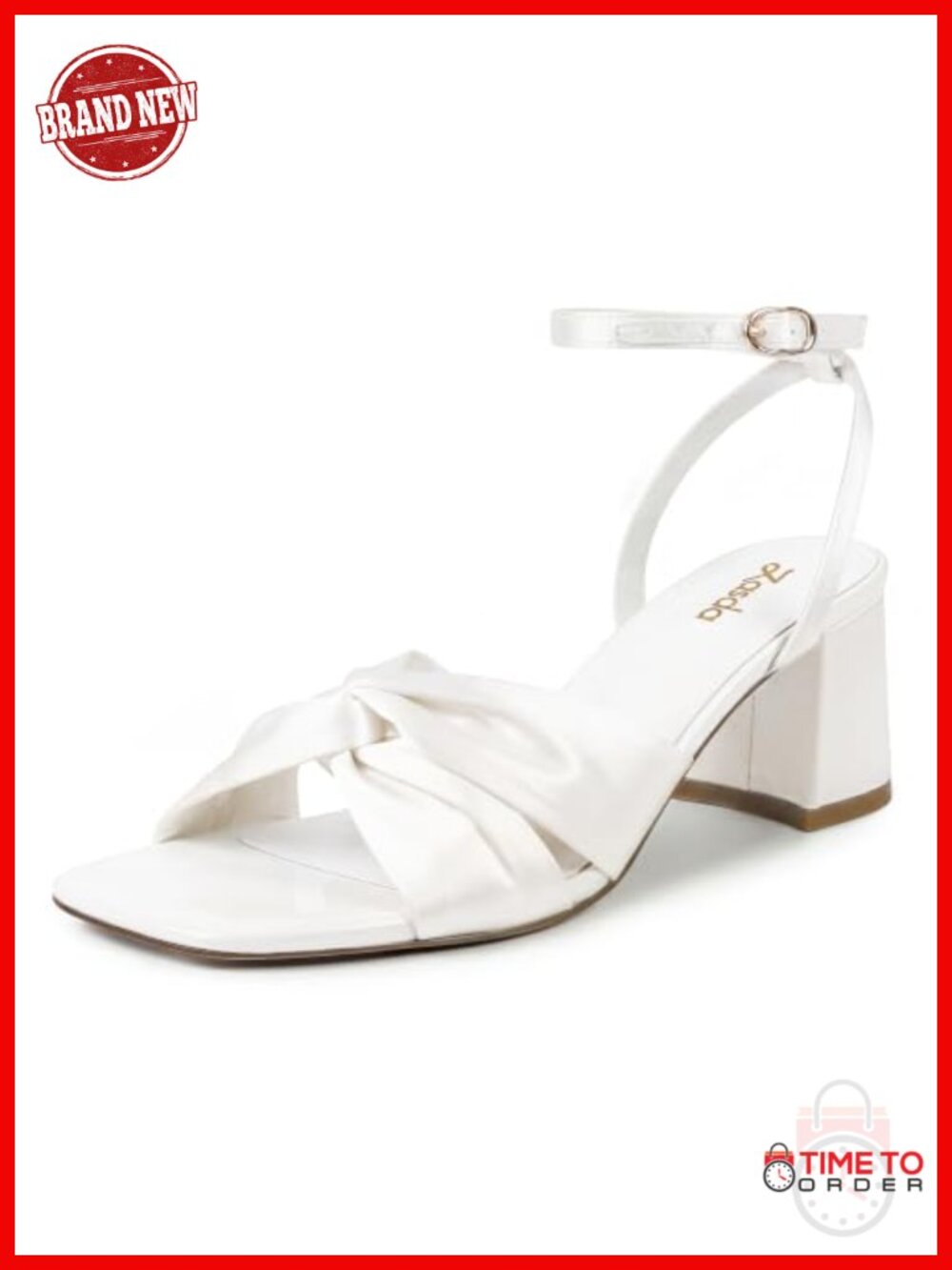 Block Heels for Women Comfortable 2.75 Inch Satin Wedding Shoes for Bride